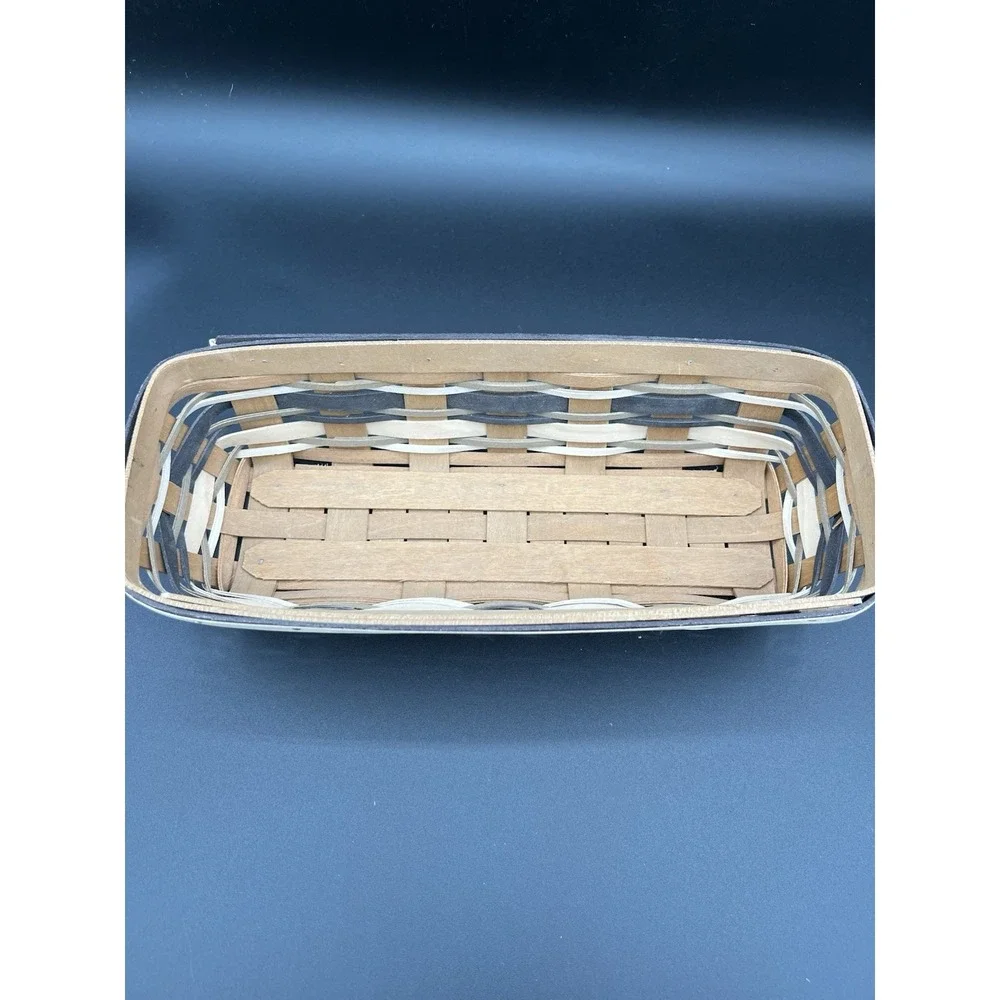 🧺Longaberger 2009 Khaki Stripe Cracker Basket–EUC–Classic Handwoven Collectible